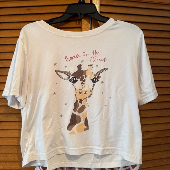 Giraffe Print “Head in the Clouds” women’s pajama set Sz S - Picture 2 of 6